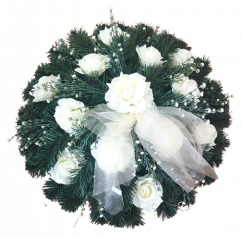 Artificial Wreath with Roses and accessories Ø 55cm Cream