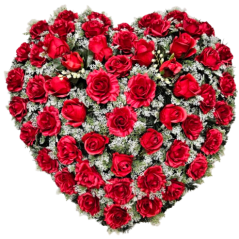Artificial Wreath Heart Shaped with Roses 80cm x 80cm Red