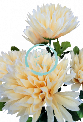 Crizanteme buchet x5 piersicii 50cm flori artificiale - Cel mai bun preț