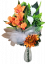 Artificial funeral hand bouquet of iris, calla, sunflower and accessories 73cm x 35cm