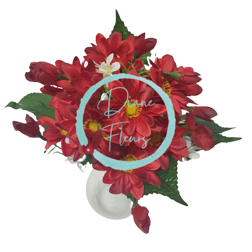 Margarétky kytica x10 32cm červená umelá