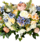Großes Trauergesteck Exclusive aus künstliche Pfingstrosen, Rosen, Delphinium und Accessoires 135cm x 50cm x 35cm AS1017-BPC
