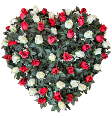 Artificial Wreath Heart Shaped with Roses 80cm x 80cm Red & Cream