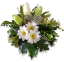 Smútočný aranžmán betonka umelé tulipány, margarétky & doplnky Ø 25cm x 30cm