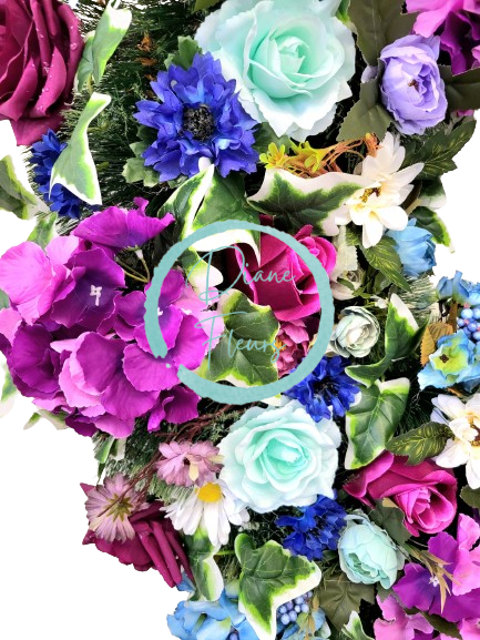 Luxusný umelý veniec borovicový Exclusive ruže, hortenzie, pivonky a doplnky 90cm