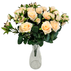 Umelá veľká kytica ruží 43cm žltá