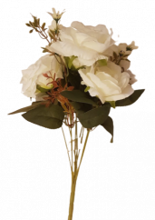 Ruže kytice biela "9" 48cm umelá