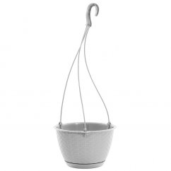 Hanging plastic flowerpot 24,3cm x 16cm / 4,85l rattan gray