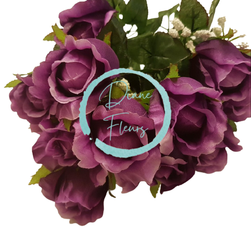 Ruže kytica fialová "12" 45cm umelá