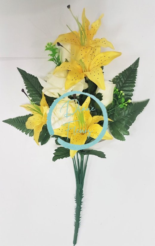 Ruža & Lalia kytica "8" žltá 47cm umelá