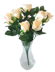Buchet de trandafiri bej "12" 45cm flori artificiale