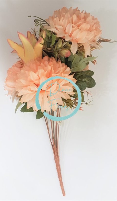 Kytice Chryzantéma & Lilie "12" 50cm růžová umělá