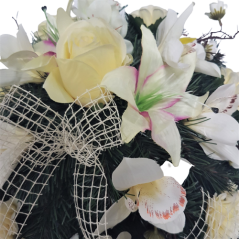 Artificial Sympathy Wreath 35cm Roses & Lilies & Accessories