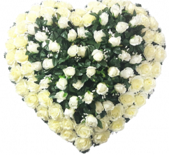 Coroana „Inimă” din trandafiri 80cm x 80cm bej flori artificiale