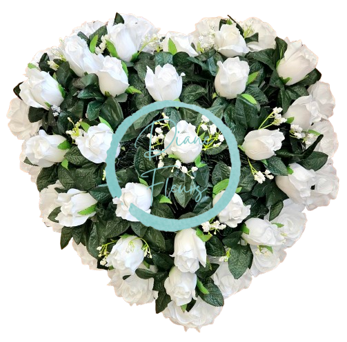 Smuteční věnec "Srdce" z umělých růží 55cm x 55cm AS929