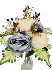 Künstliche Bunter Strauß Exclusive Rosen, Pfingstrosen und Accessoires 38cm