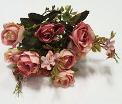 Růže kytice "10" růžová 32cm umělá