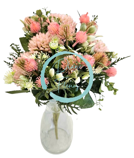 Голям букет от изкуствени розови цветя Thistle & Accessories 40 см