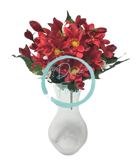 Margarétky kytica x10 32cm červená umelá