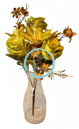 Šopek vrtnic, marjetic in lilij x7 zelen 44cm umeten