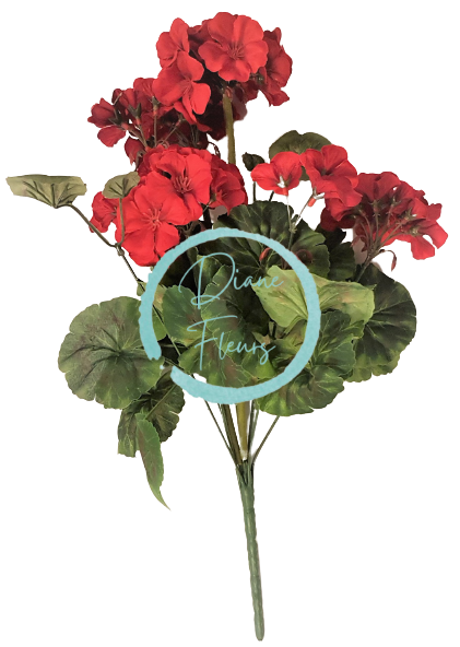 Künstliche Geranien (Pelargonien) Bush x9 Rot 45cm {product_name}