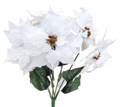 Poinsettia Vánoční hvězda kytice x5 50cm bílá umělá