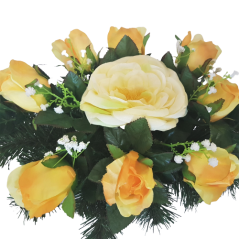 Aranjament exclusive Trandafiri artificiali și Bujori și accesorii 50cm x 18cm x 25cm