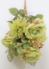 Šopek krizantem in vrtnic & Astra x12 50cm zelena umetna