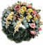Luxusný smútočný veniec borovicový exclusive pivonky, ruže, delphinium ostrôžka, hortenzie a doplnky 90cm