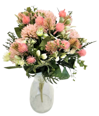 Голям букет от изкуствени розови цветя Thistle & Accessories 40 см