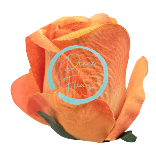 Ruža puk hlava kvetu 8cm x 6cm oranžová umelá