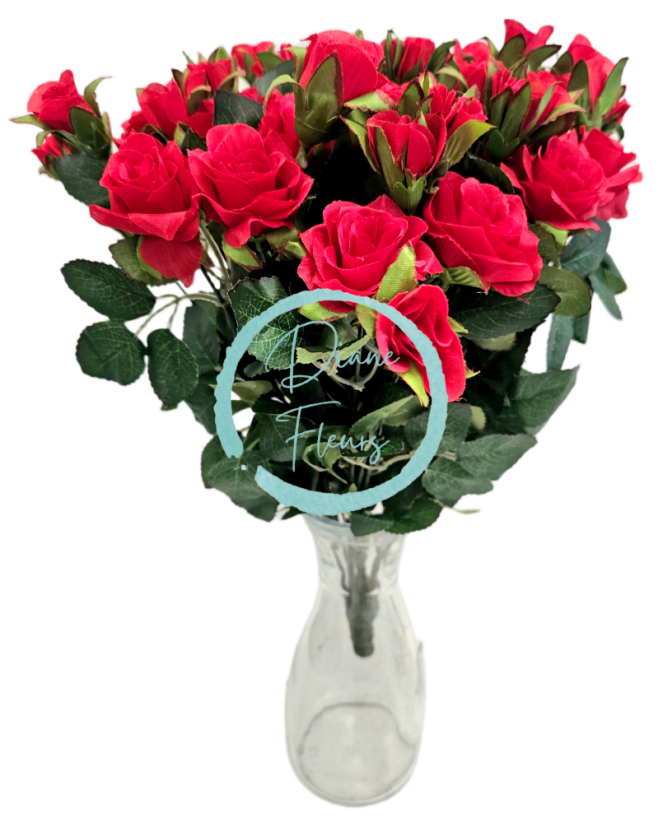 Buchet artificial mare cu trandafiri 43cm rosu