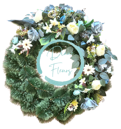 Künstliche Trauerkranz Exklusiv Rosen, Pfingstrosen, Kamelien, Gerberen, Monstera und Zubehör 80cm x 90cm