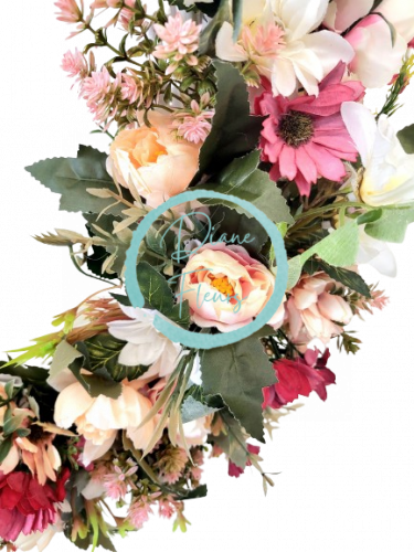 Coroană din răchită amestec de flori și accesorii Ø 46cm