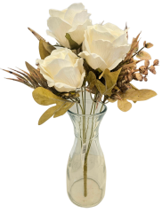 Künstlicher Rosenstrauß und Accessoires 46cm Creme