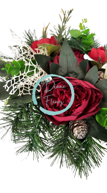 Smútočný aranžmán betonka umelé peonie pivónie a doplnky Ø 28cm x 15cm