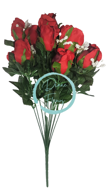 Růže kytice červená "12" 45cm umělá