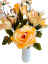 Růže, Kopretiny a Lilie kytice x7 oranžová 44cm umělá