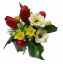 Kytica Tulipán & Narcis & Anemone x10 30cm červená & žlutá & krémová umelá