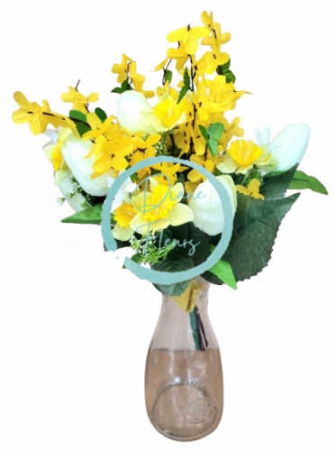 Buchet de lalele, ploaie de aur si accesorii 38cm flori artificiale