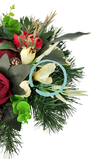 Smútočný aranžmán betonka umelé peonie pivónie a doplnky Ø 28cm x 15cm