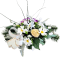 Aranjament pentru cimitir de margarete, panseluțe si accesorii 46cm x 30cm x 22cm