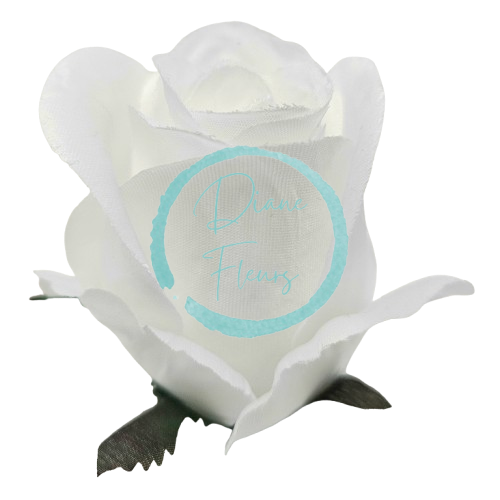 Ruža puk hlava kvetu 8cm x 6cm biela umelá