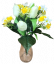 Tulipán és nárcisz csokor művirág x12 33cm krém, sárga