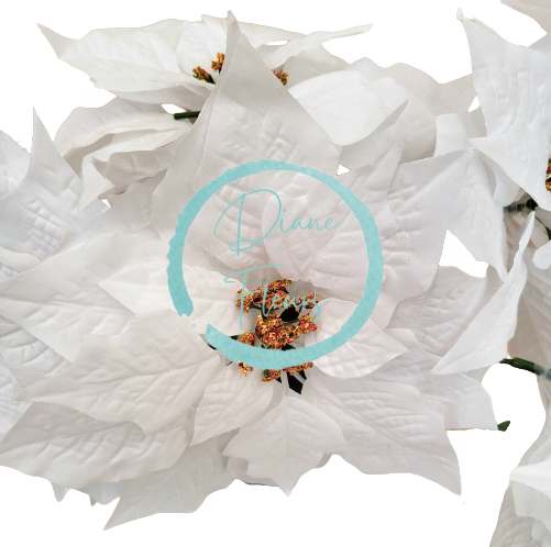 Mikulásvirág Poinsettia csokor x5 50cm fehér művirág