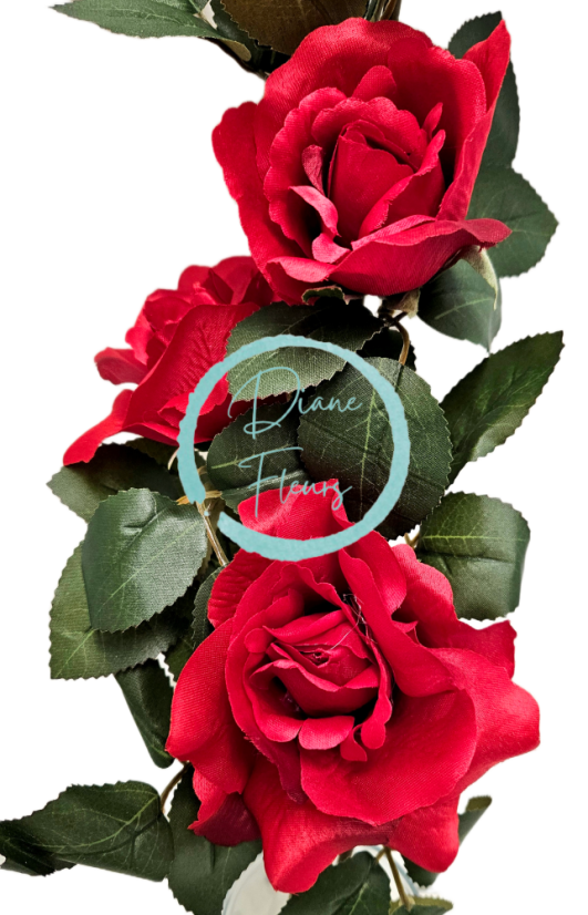 Ruža kytica vetva x6 88cm umelá červená