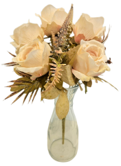 Umělá kytice růže a doplňky 46cm broskvová