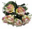 Ruže kytica krémová & ružová "9" 25cm umelá