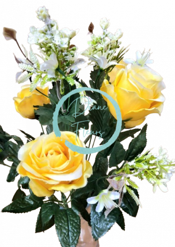 Artificial Roses Bouquet x12 47cm Yellow