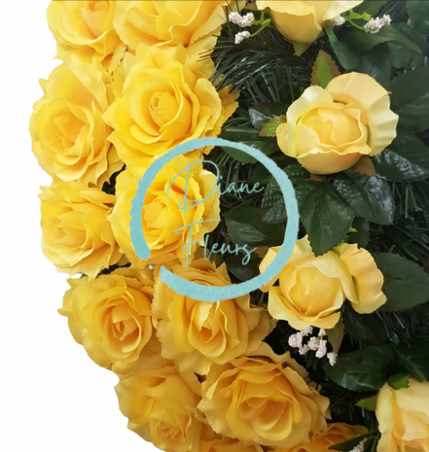 Künstliche Kranz Herz-förmig mit Rosen 65cm x 65cm Gelb